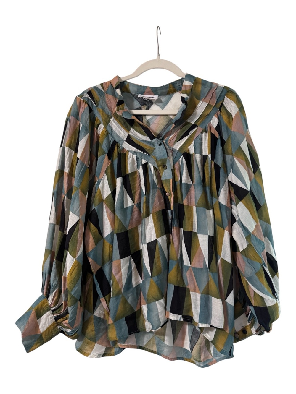 eesome Multicolor Geometric Peasant Blouse